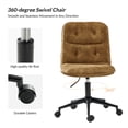 thumbnail image 4 of Armless Office Chair Adjustable Upholstered Velvet Tufted Swivel Computer Chair Metal Legs Vanity Chair Bedroom Brown, 4 of 7