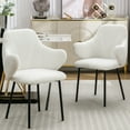 thumbnail image 4 of XINMICS White Dining Chairs Set of 6 Modern Upholstered Armchair, 4 of 6
