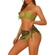 thumbnail image 4 of Conjuntos de Bikini Bandeau de 3 Piezas para Mujeres con Anillo Ajustado, Trajes de Baño Sin Tirantes con Falda de Sarong, Talla X-Large, Verde, 4 of 5
