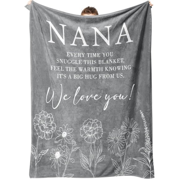 Nana Gifts, Gifts for Nana Blanket, Nana Birthday Gifts, Nana Gifts from Grandkids, Nana Gifts for Mothers Day Christmas, Super Soft Flannel Throw Blanket for Nana 50" x 60", Grey