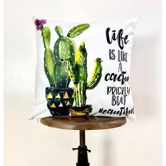 Life is Like A Cactus | Pillow Cover | Good Vibes Only | Cactus Pillow | Positive Vibes | South West | Famous Quotes | Motivational Quotes