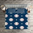 thumbnail image 2 of Ambesonne Sports Quilted Coverlet 3 Pcs, Baseball Stripes, Queen Size, Night Blue Red White, 2 of 2