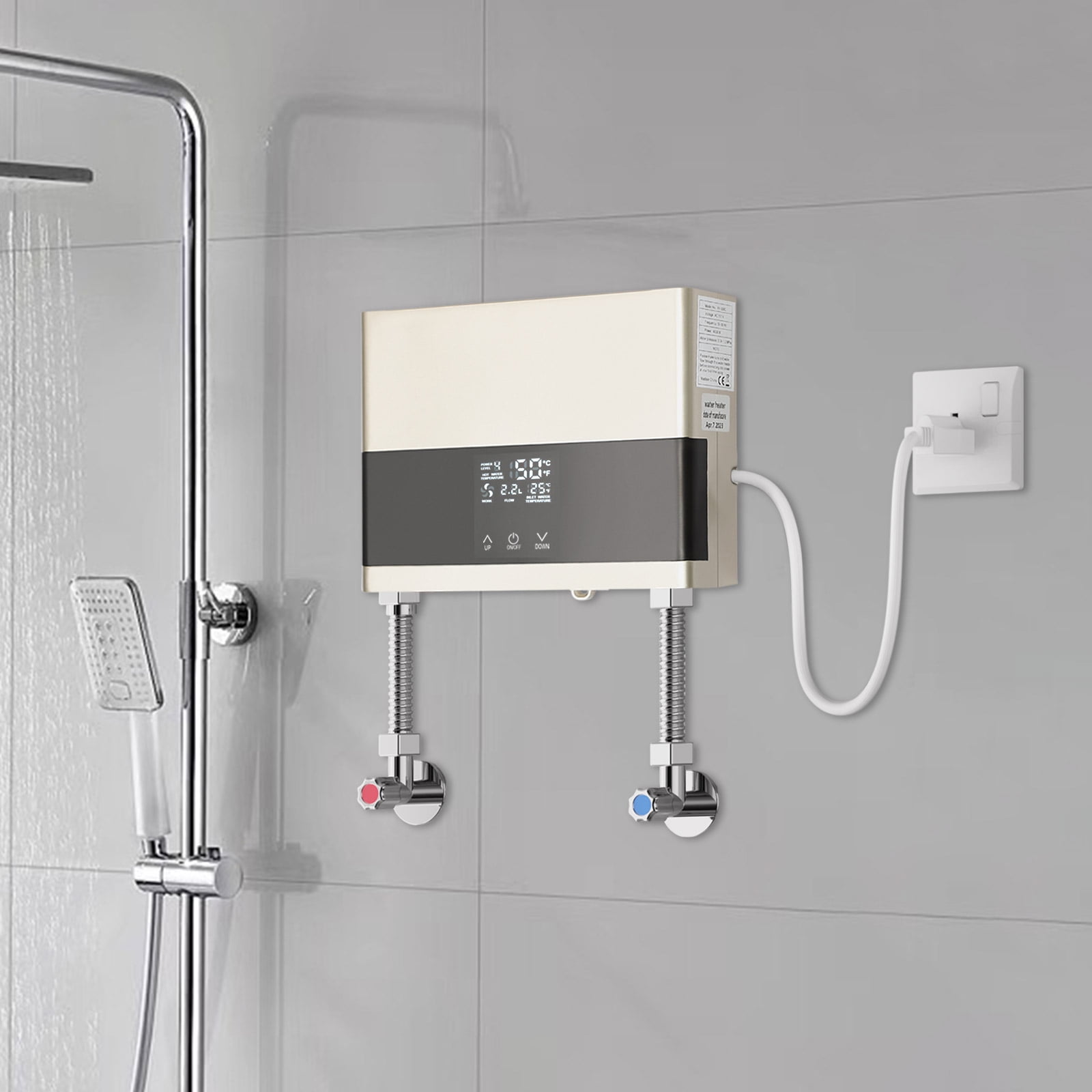 ChicHomey 4000W Gold Instant Electric Water Heater,Under Sink Tankless with Touch Screen,Mini Constant Temperature, for Kitchen Bathroom,110V
