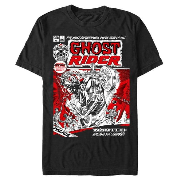 Men's Marvel Ghost Rider Comic Book Cover Print Issue 1 Graphic Tee