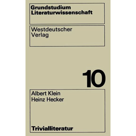 Grundstudium Literaturwissenschaft Trivialliteratur, Book 10, (Paperback)