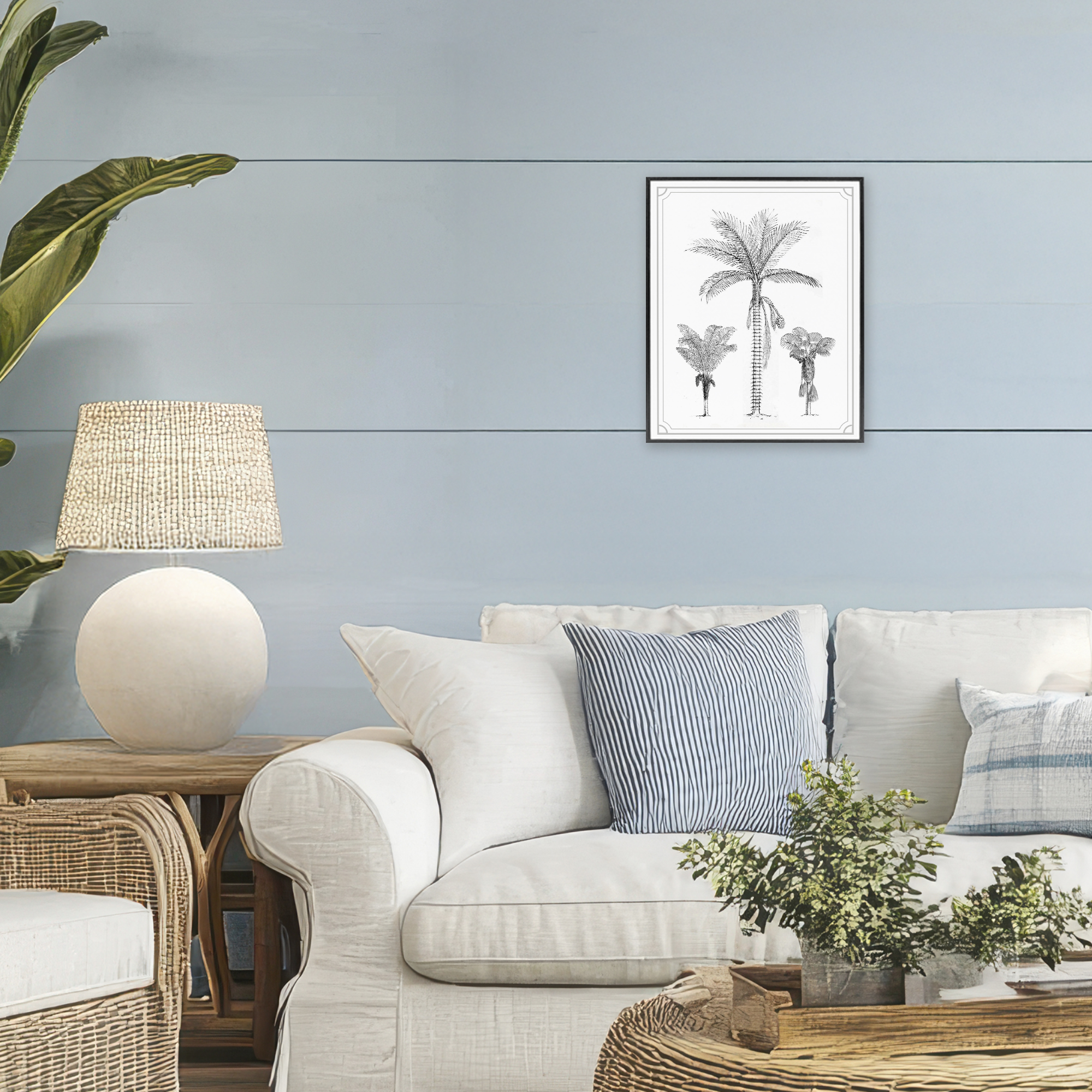 Palm Tree Trio Sketches Black Framed Giclee Art, design by Lettered and Lined