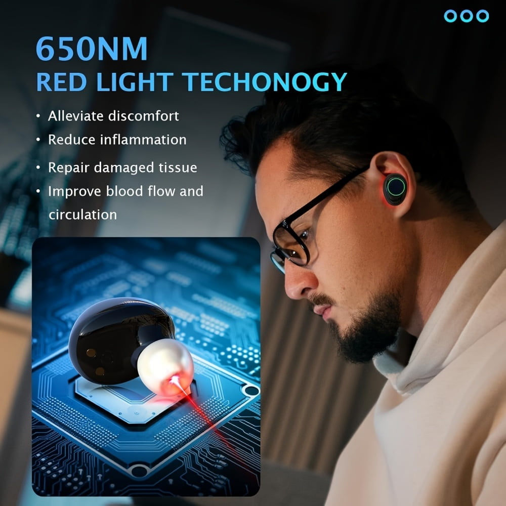 Laselocks Wireless Ear Red Light Device - Compact Charging Case Design, Easy to Use, Perfect for Home, Office, and Travel