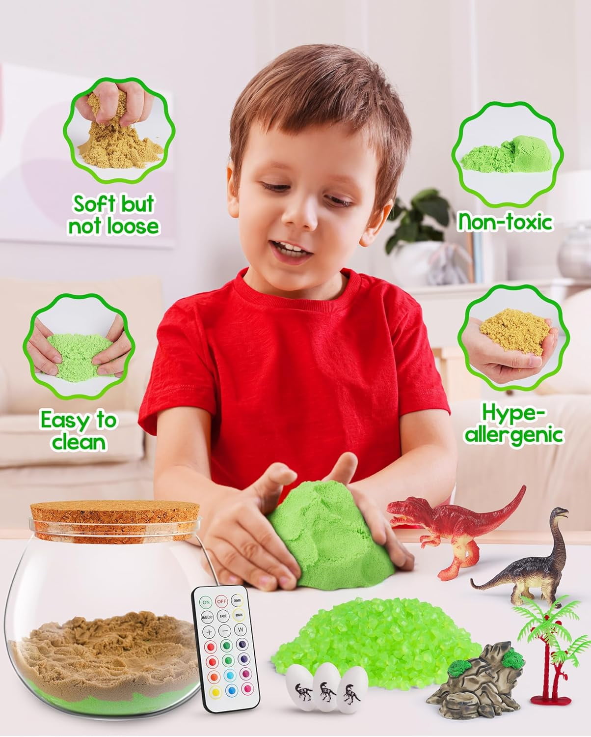 D-FantiX Dinosaur Toys Terrarium Kit, LED Dino Night Light, DIY Arts and Crafts Science Projects Kit, Birthday for Boys Age 3 4 5 6 7 8-12 Year Old