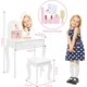 thumbnail image 2 of Blanca de madera princess makeup vanity escritorio con mirror lights, 3 light modes y cajones para girls, 2 of 7