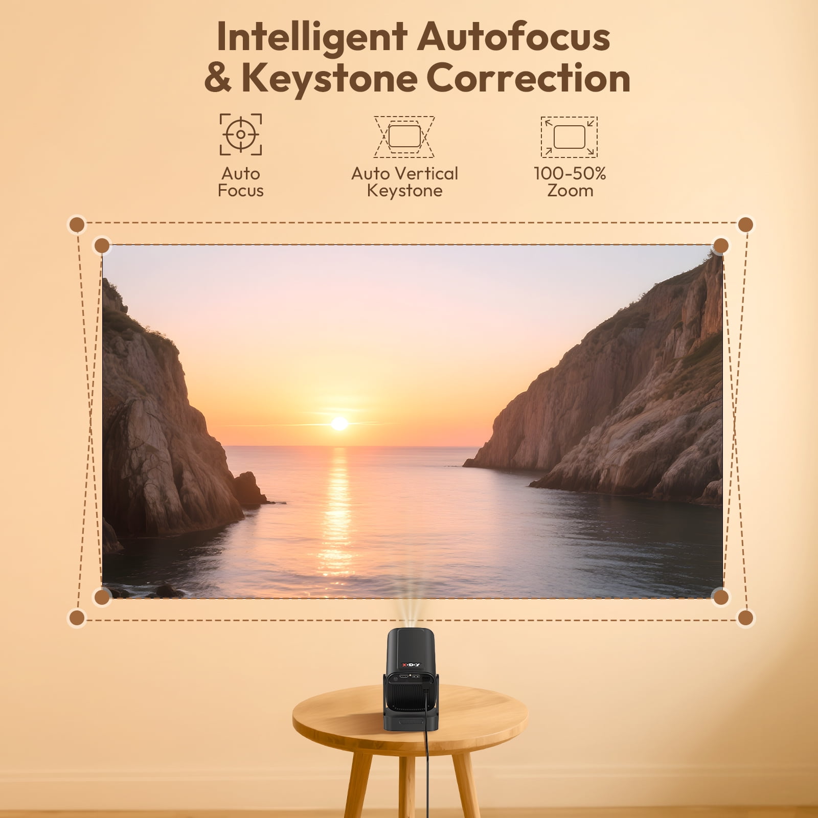 XGODY Gimbal 5 Pro Wifi, 5G, Bluetooth Mini Projector, 1080P/4K, LCD, with Accessories, Black, 1 Count