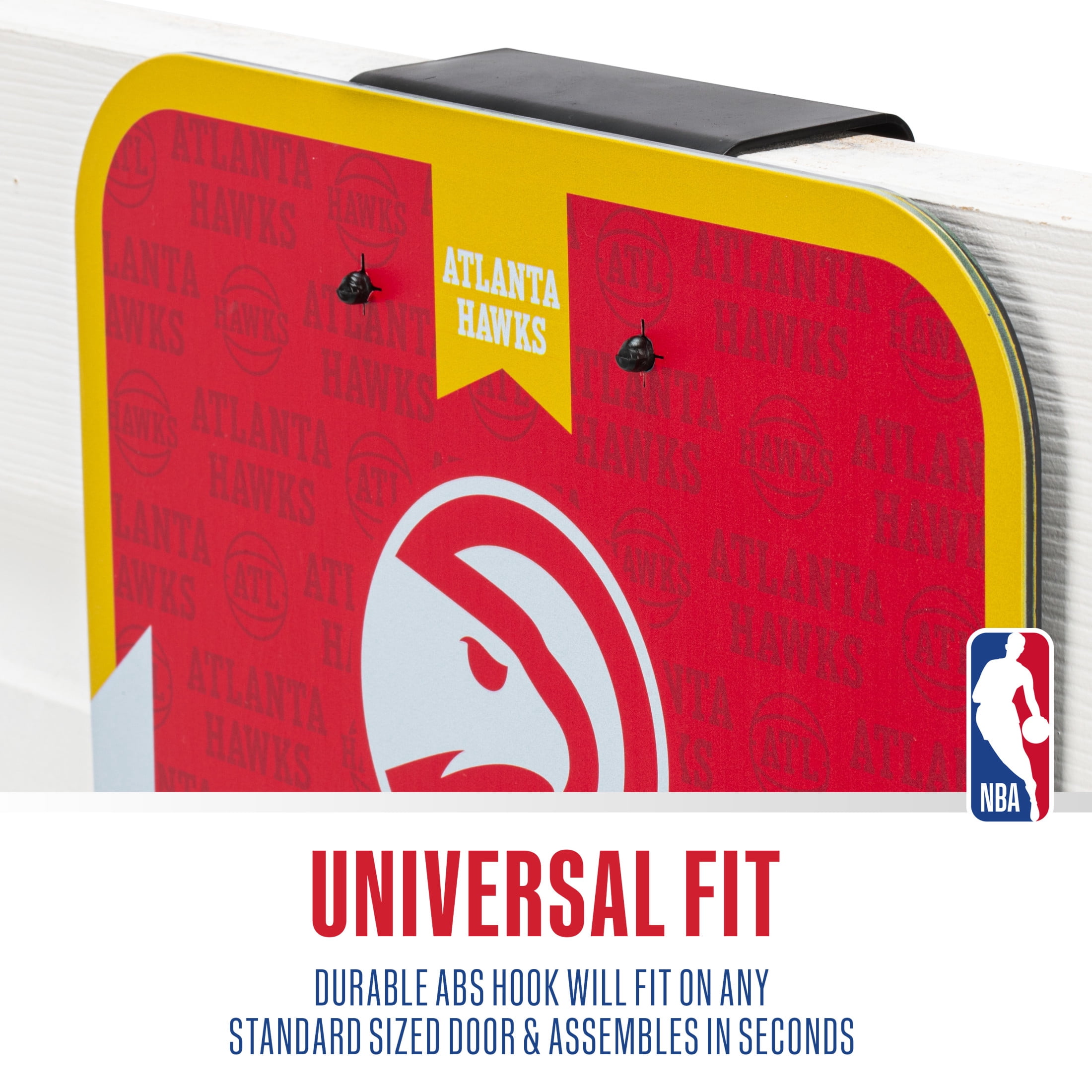 Franklin Sports NBA Atlanta Hawks Mini Over the Door Basketball Hoop - Kids Indoor Mini Basketball Hoop with Basketball - NBA Fan Shop Mini Hoop for Bedroom + Office - Over the Door Mini Hoop Set