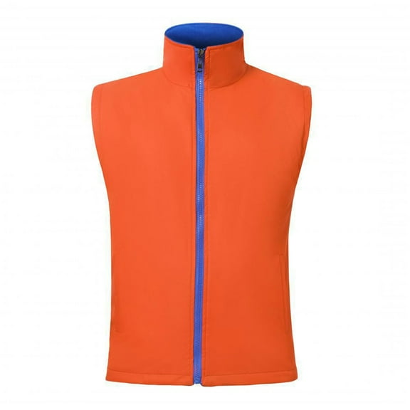Plus Size Sports Jacket Vest Women Mens Zip-Up Fleece Softshell Vests Slim-Fit Light Weight Running Travel Coats Orange, L