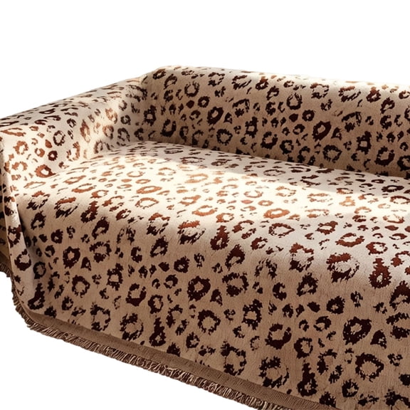 Lynono Co.,Ltd Elegant Leopard Print Sofa Protector Full Fit Nonslip Sofa Cover Polyester Fabric Couch Furniture Slipcover With Tassels