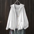 thumbnail image 5 of IUYRTFE Women's Cotton Linen Zip Up Hooded Jacket Long Sleeve Relaxed Fit Casual Lightweight Coat, 5 of 6