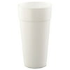 Dart Foam Drink Cups, Hot/Cold, 24 oz, White, 25/Bag, 20 Bags/Carton