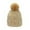 Beige, variant on Wool Knit Earflap Hat with Pom, Pink, M