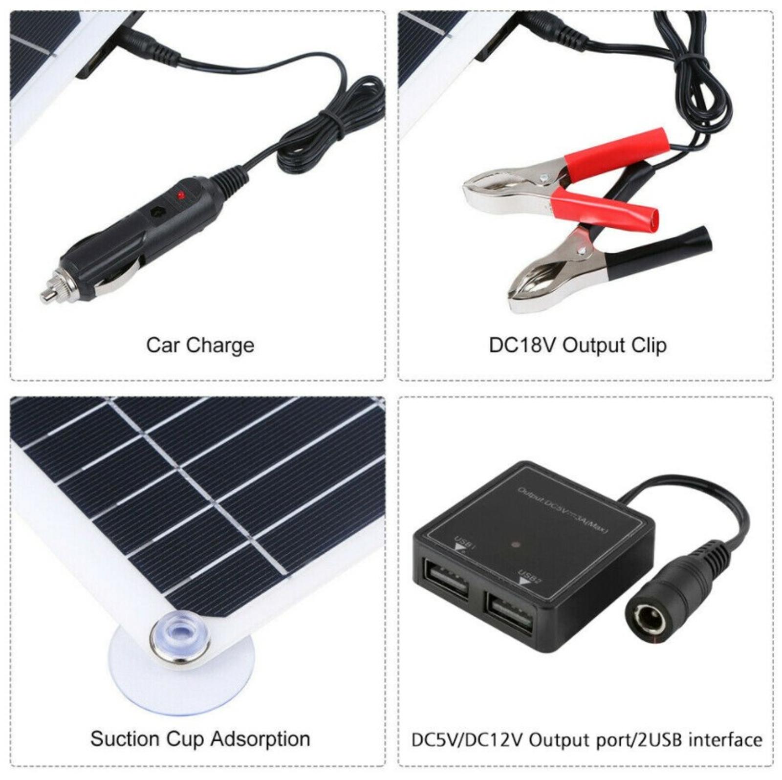 Dual USB Device Solar Panel Monocrystalline Solar Energy Battery for Outdoor Charging, 50W