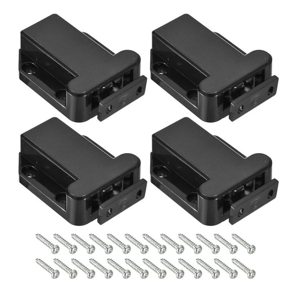 Uxcell 4 Set ABS Automatic Spring Loaded Push to Open Door Catch Touch Lock, Black