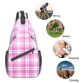 thumbnail image 6 of ZICANCN Crossbody Sling Bags for Women Men,Plaid Pink Design Casual Shoulder Backpacks for Hiking Daypacks, 6 of 9
