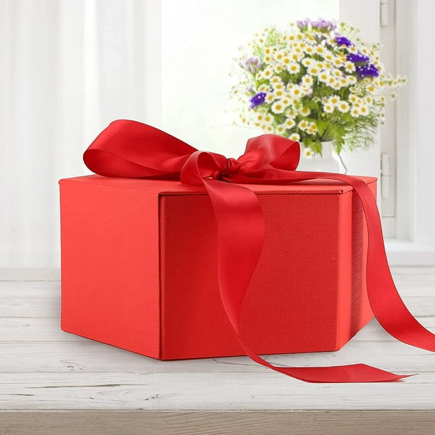 Pochettes cadeaux bijoux rouges, petite boîte cadeaux rouge avec ruban