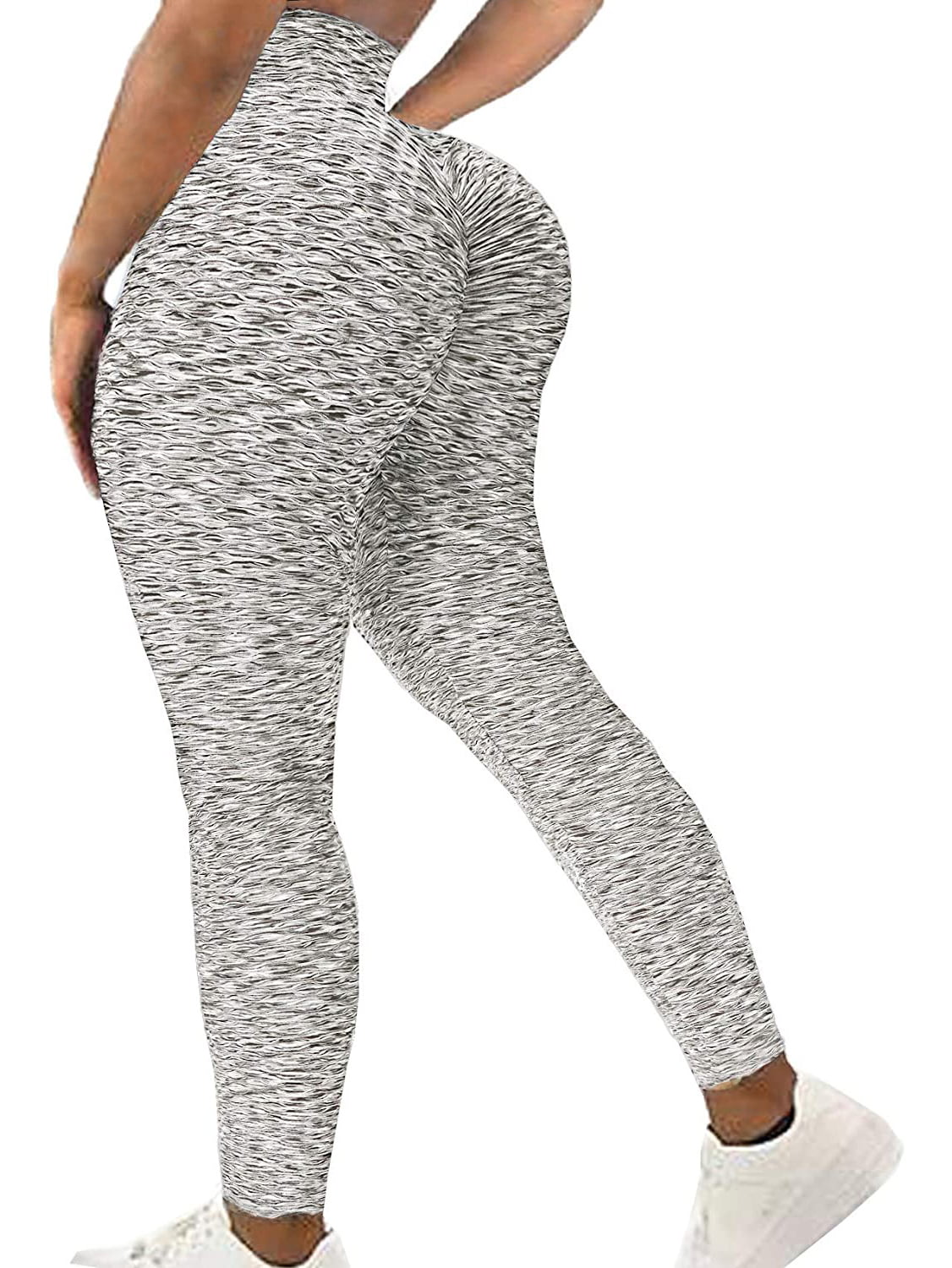 VASLANDA Women's High Waist Yoga Pants Tummy Control Workout Ruched Butt  Lifting Stretchy Leggings Textured Booty Tights - Walmart.com