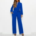 thumbnail image 2 of MSJUHEG Jumpsuits For Women Dressy Womens Long Sleeve Tops Jumpsuits Fit Belted Dressy Long Sleeve Crewneck Autumn Jumpsuit Long Wide Legs Formal Rompers Jumpsuit Blue Xxl, 2 of 7