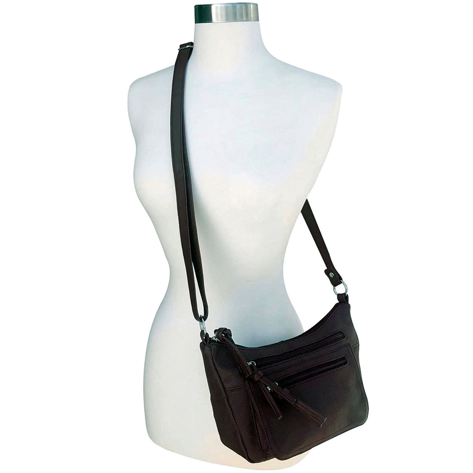 Women's Leather Medium Cross Body Purse Shoulder Ladies Handbag with Many Pockets