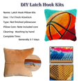 thumbnail image 3 of DIY Latch Hook Kits Pillow Basketball Stamped Handamade Pillowcase Crochet Yarn Hook and Latch Emboridery Throw Pillow cover for Home Sofa Decor 43x43cm(3), 3 of 8