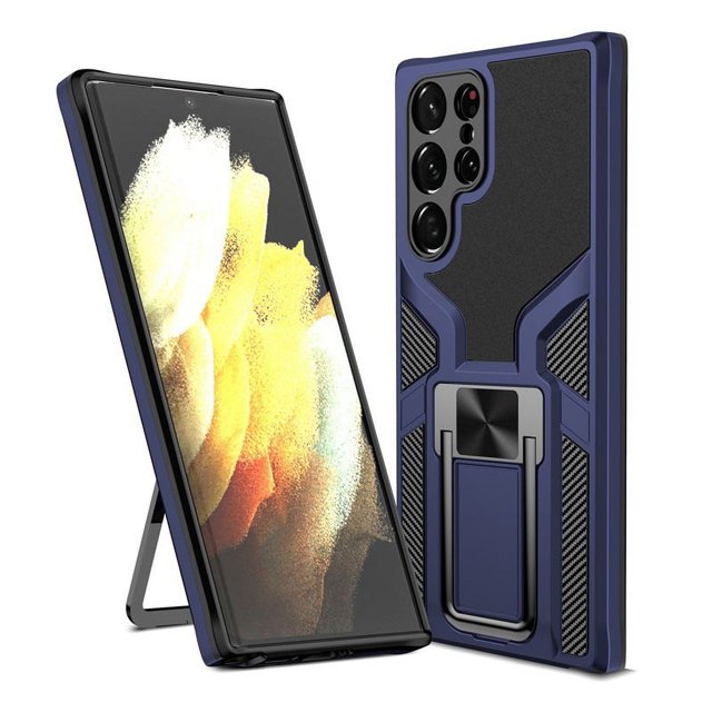 For Samsung Galaxy S21 Ultra Case, Galaxy S21 Ultra Case with Kickstand Fit Car Mount Heavy Duty Protective Bumper Shockproof Rugged Case Holder TPU Hard PC Shell for Samsung S21 Ultra 5G rose blue
