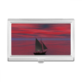 thumbnail image 1 of Ocean Red Sky Boat People Picture Business Card Holder Case Pocket Box Wallet, 1 of 3