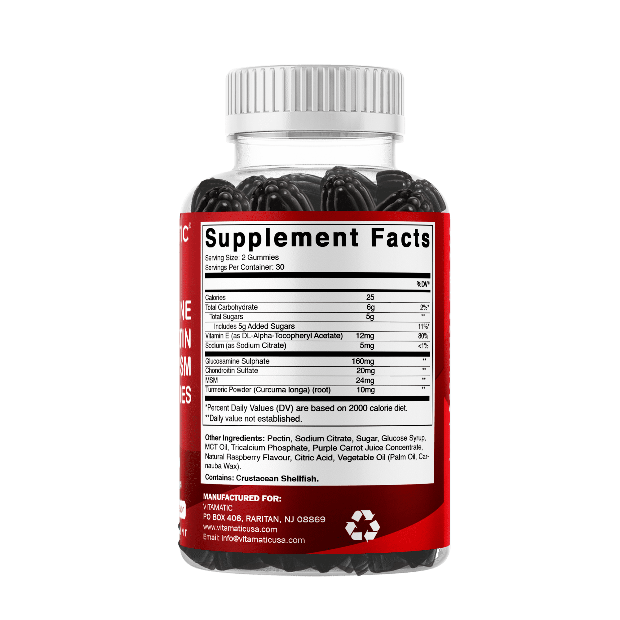 2 Pack Vitamatic Glucosamine Chondroitin Gummies with MSM & Vitamin E - Joint Support - 60 Pectin Based Gummies