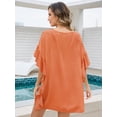 thumbnail image 6 of Justay Story Women's Swimsuit Cover Up Bathing Beach Vacation Swim Coverup for Women Batwing Sleeves, 6 of 7