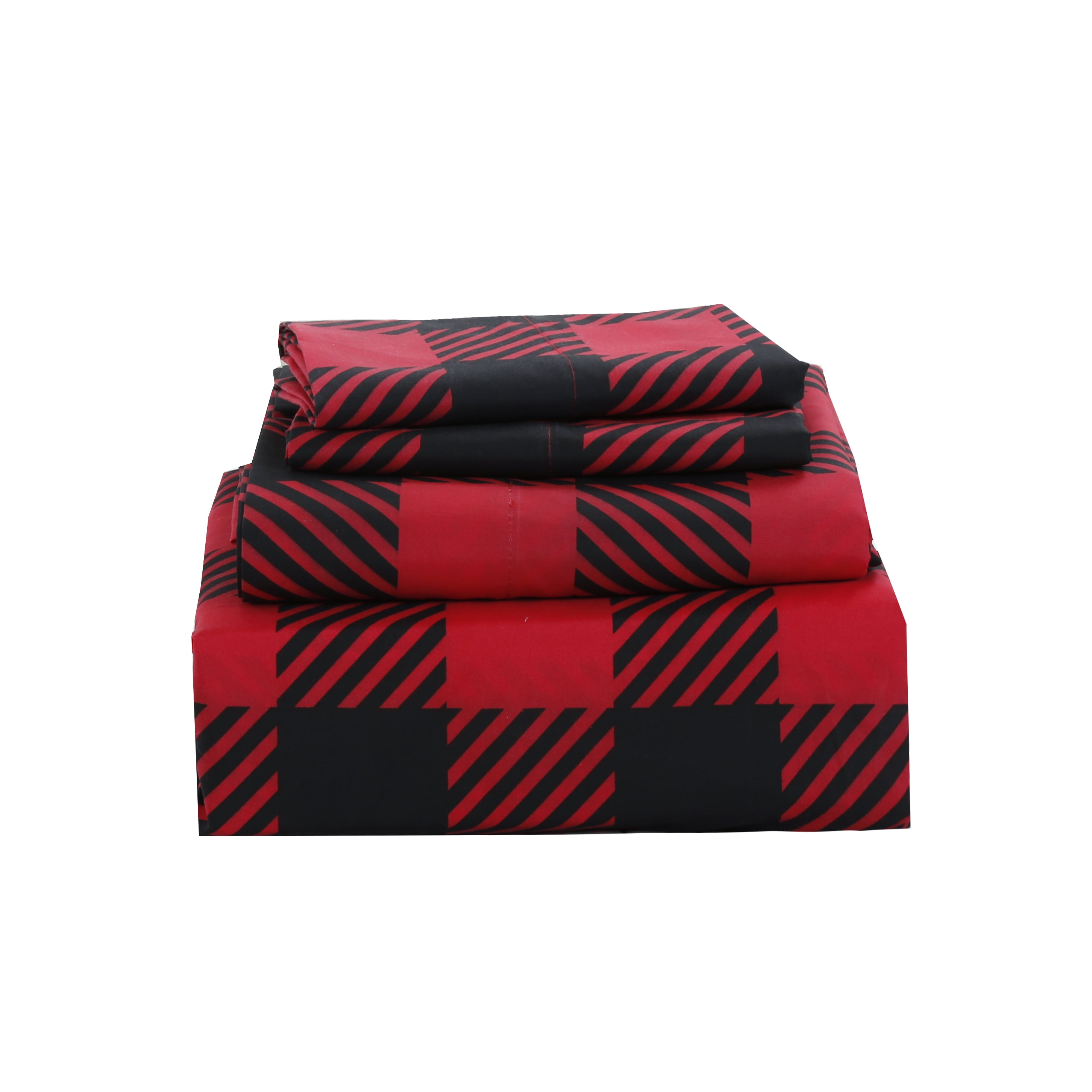 Ebony Red and Black Plaid Sheet Set King