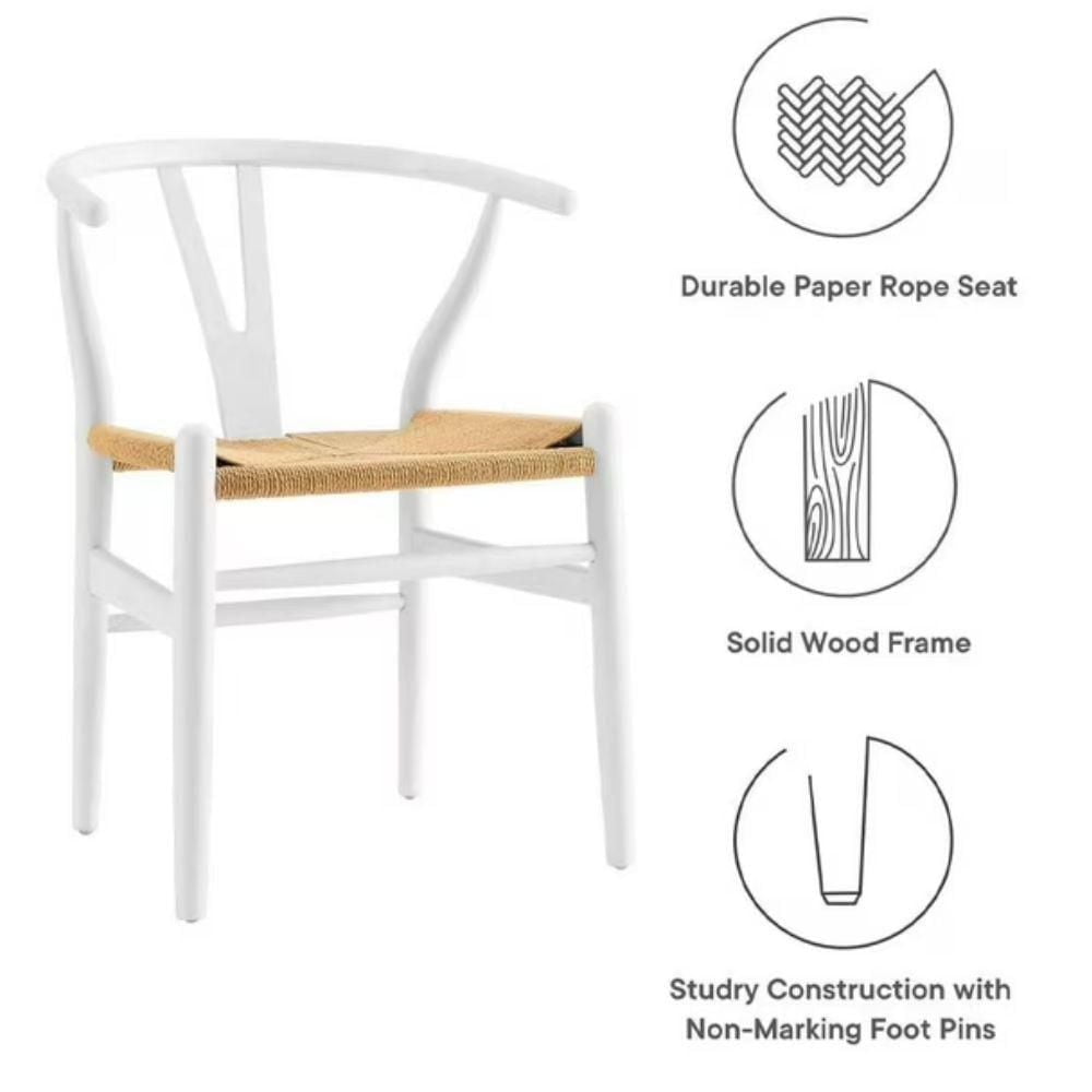 Chaise de salle à manger en bois blanc de la collection Heavenly, lot de 3