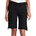 thumbnail image 2 of Bermudas para mujer, pantalones cortos hasta la rodilla, cintura baja, cordón en la cintura, bolsillo con solapa, pantalones cortos, moda 2023, cordón negro, grande, 2 of 5
