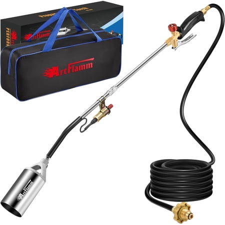 Portable Propane Torch Weed Burner Kit with Storage Bag, High Output BTUs Weed Torch with 10 FT Hose, Self Igniter Weed Flame Torch for Campfires,Roofing,Melting Snow Ice