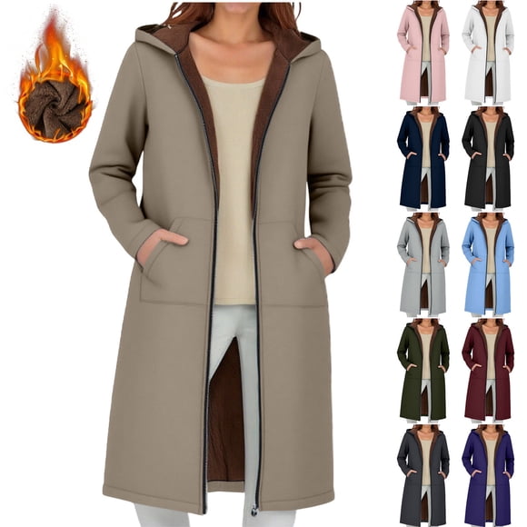 Hoodies for Women Women's Casual Full Zip Up Sherpa Lined Hoodie Sweatshirt Jacket Coat Ndbuld ,Brown,2XL