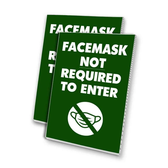 Facemask Not Required To Enter (24" X 36") 4mm Corrugated Plastic Panel, Graphics Applied To 1 Side (Pk of 2)
