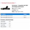 thumbnail image 2 of Fuel Injector - Compatible with 2008 - 2010 Dodge Grand Caravan 2009, 2 of 2