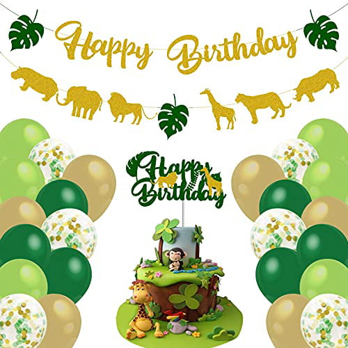 Jungle Safari Party Supplies First Birthday Decorations Wild One Balloons Banner 