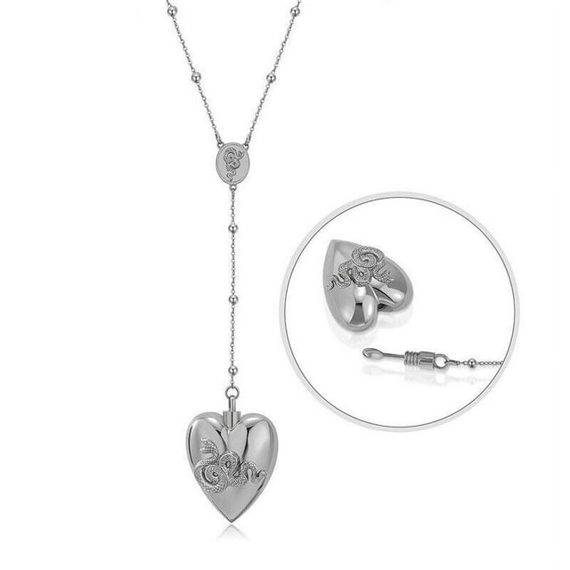 Lana Del Rey Necklace Heart with Spoon LDR Merch Snakes Chain Serpent Pendent LDR Stainless Steel Heart Necklace - Silver