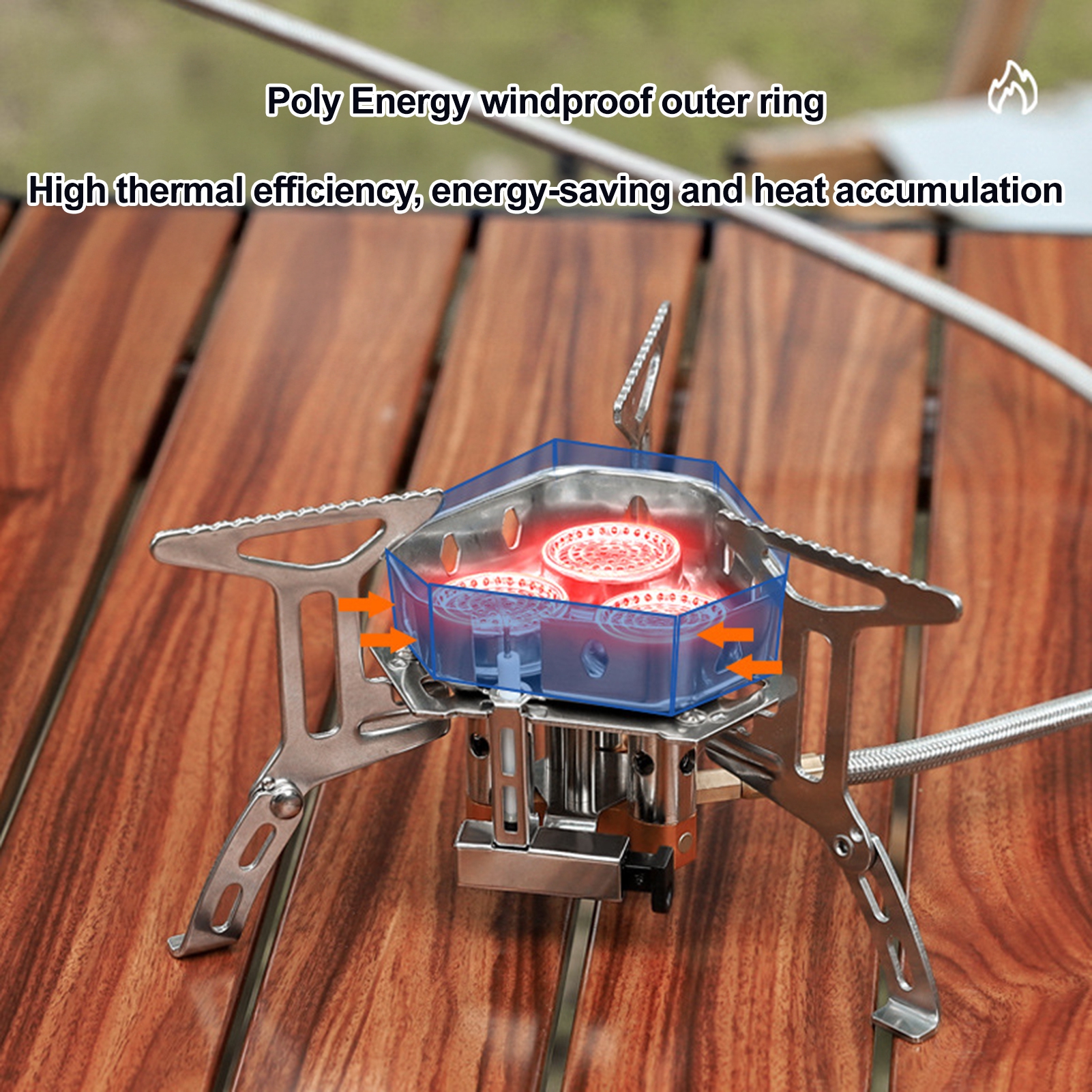 Hyasfey Outdoor 3 Burner Stove 6800W Portable Foldable Windproof Hiking Picnic Camping Stove Adjustable Electronic Ignition Cooking Mini Camp Gas Stove