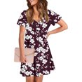 thumbnail image 4 of GaThRRgYP Women's High-Low Short Sleeve Dress,Women's Fashion Summer Print Short-sleeved V-neck Casual Dress Purple XL, 4 of 8