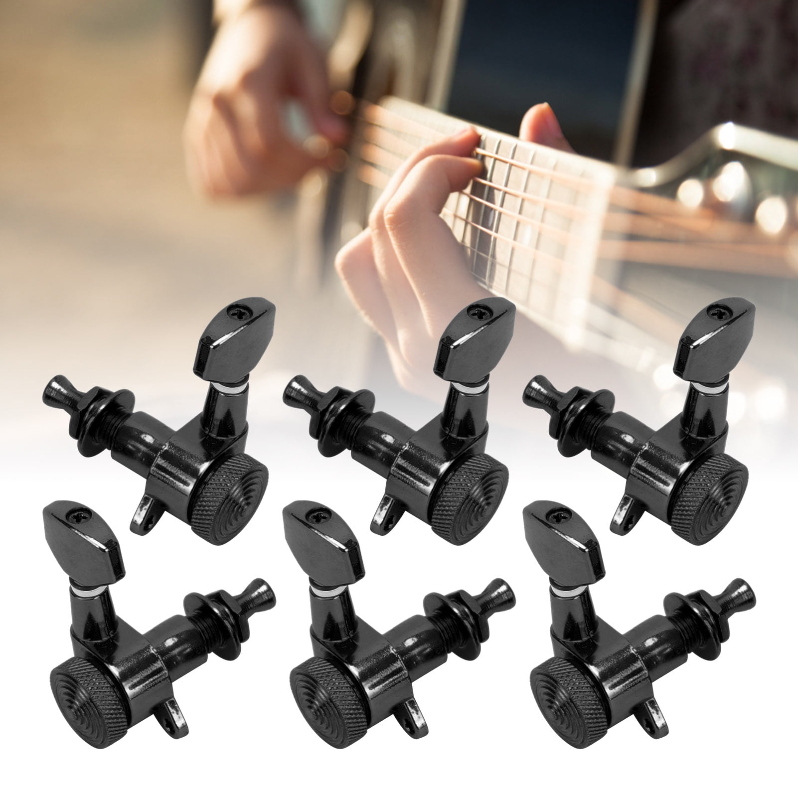 6 Chevilles De Guitare Verrouillables 3L3R Noir – Tuning Pegs Haute Précision Pour Guitare Électrique/Acoustique