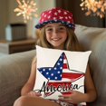 thumbnail image 3 of Patriotic Throw Pillow Covers, 4th of July Linen Pillow Case for Independence Day, Memorial Day, Veteran's Day, USA, American Summer Outdoor Red White Blue Decorations (18x18Inch), 3 of 6