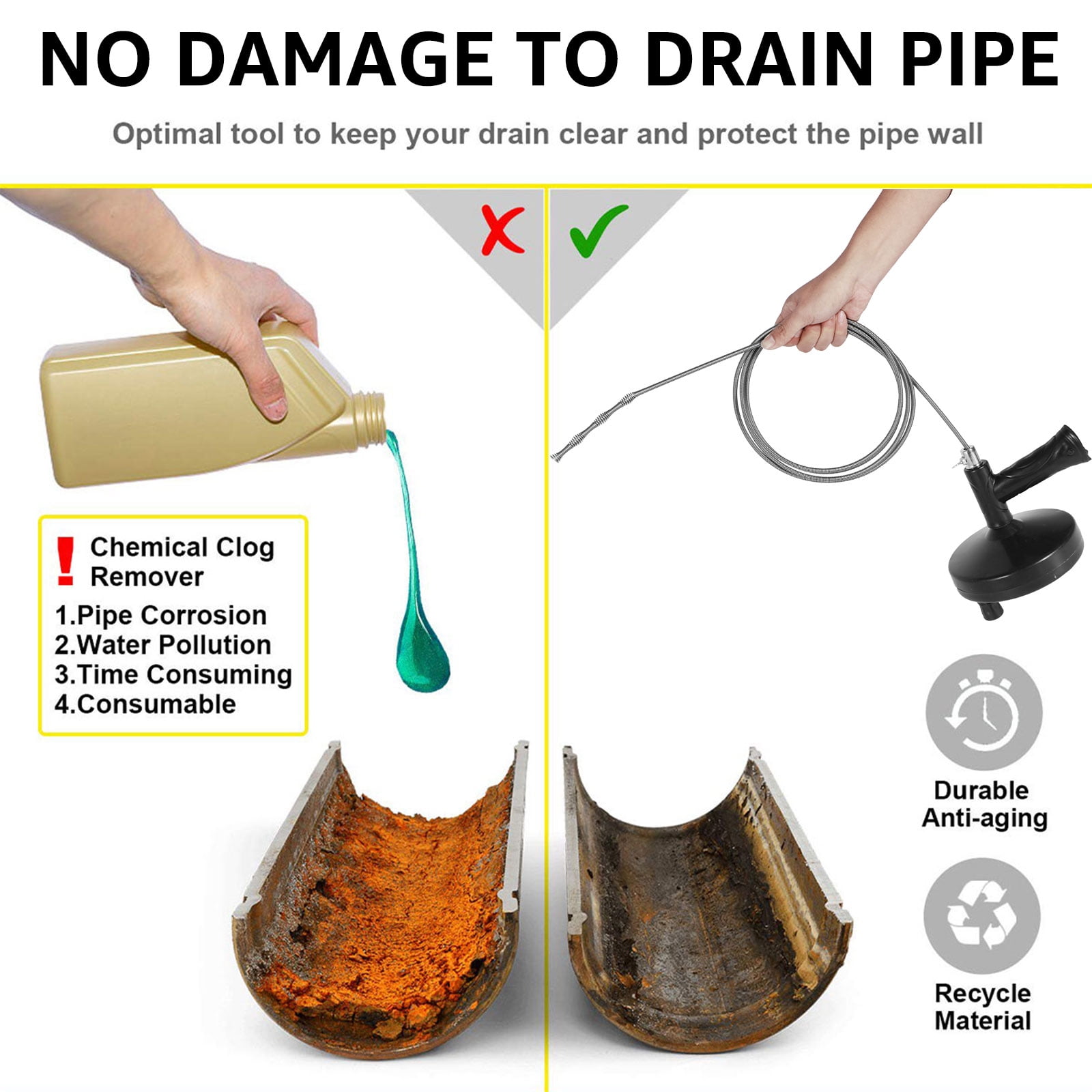 Yyeselk Drain Auger, [Easy to Use & Highly efficient] Flexible Plumbing  Snake Drain Clog Remover, Drain Clog Remover for Kitchen, Bathroom and Shower  Sink 