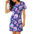 thumbnail image 2 of Naloa colorful Skull mushroom rainbow Print Women Nightgowns,Womens Loungewear,Short Sleeve Sleepwear,Comfy Ladies Nightdress, 2 of 6
