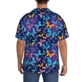 thumbnail image 3 of Lsque Butterflies Of The Starry Sky print Men's Cuban Collar Short Sleeve Shirt Summer Beachwear Casual Button Down Fashionable Vacation Leisure Shirt-Small, 3 of 7