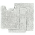thumbnail image 1 of Clara Clark Non Slip Shaggy Bath Rug Set - 3 Piece Set, Small/Large/Contour - White, 1 of 4