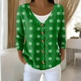 thumbnail image 2 of Women's Fashion Long Sleeve Christmas Snowman Snowflake Print Jacket Cardigan for Holiday Party and Casual Daily Wear,Green,XL, 2 of 4